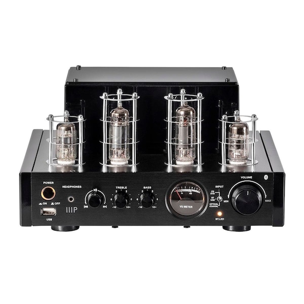 Monoprice 25 Watt Stereo Hybrid Tube Amplifier 2019 Edition with Bluetooth_ Opti - 38360