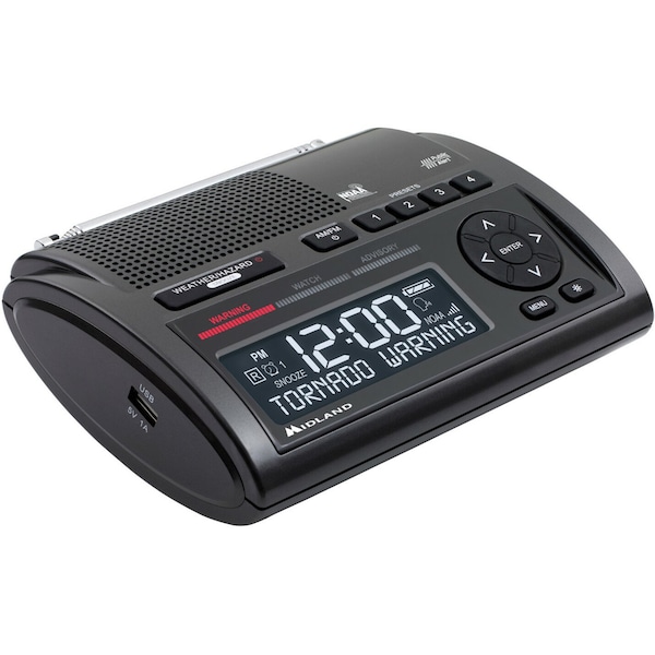 Midland Radio Weather Radio, Black, Channels AM/FM, NOA - WR400