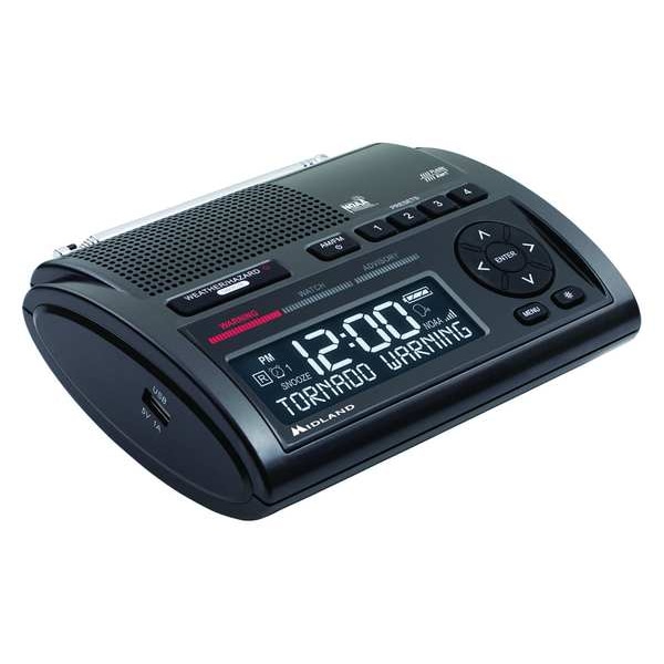 Midland Radio Weather Radio, Black, Channels AM/FM, NOA - WR400