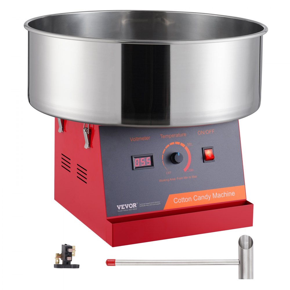 VEVOR Electric Cotton Candy Machine, 1000W Candy Floss Maker, Commercial Cotton Candy Machine with Stainless Steel Bowl, and Sugar Scoop, Perfect for Home Kids Birthday, Family Party (Red) - TSMHTJHSWGXM8E4PNV1