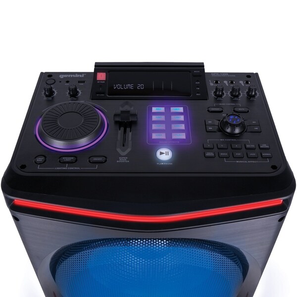 Gemini GPK-1200 Bluetooth 6,000-Watt Home Karaoke Party System with Wired Microphone, FM Radio, and Remote - GPK-1200