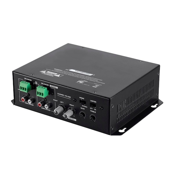 Monoprice Commercial Audio 120W 2ch Mixer Amp (No Logo) - 18801