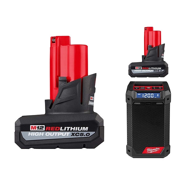 Milwaukee Tool M12 XC5.0 Battery(2) + M12 Radio/Charger - 48-11-2450, 48-11-2450, 2951-20