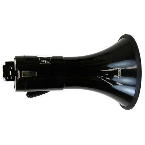 Deejay Led 13-1/2-in PA Megaphone w/Hanging Mic, SD Card Play, Aux Input, USB Input, Siren, Recorder. - TBHMEGAPHONE