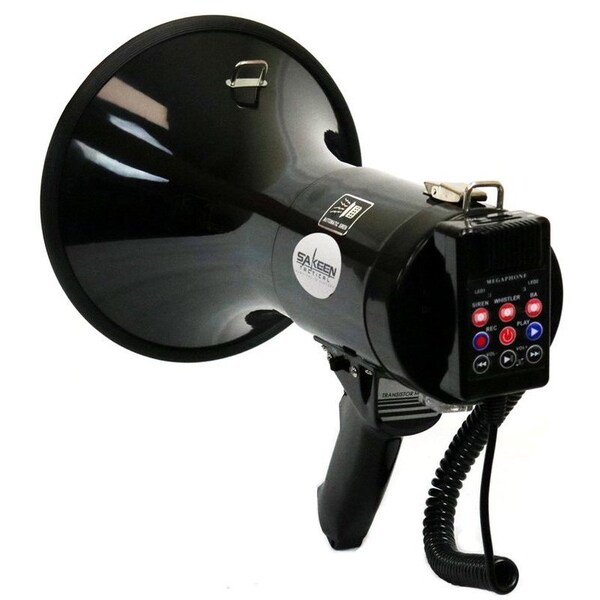 Deejay Led 13-1/2-in PA Megaphone w/Hanging Mic, SD Card Play, Aux Input, USB Input, Siren, Recorder. - TBHMEGAPHONE