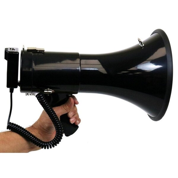 Deejay Led 13-1/2-in PA Megaphone w/Hanging Mic, SD Card Play, Aux Input, USB Input, Siren, Recorder. - TBHMEGAPHONE