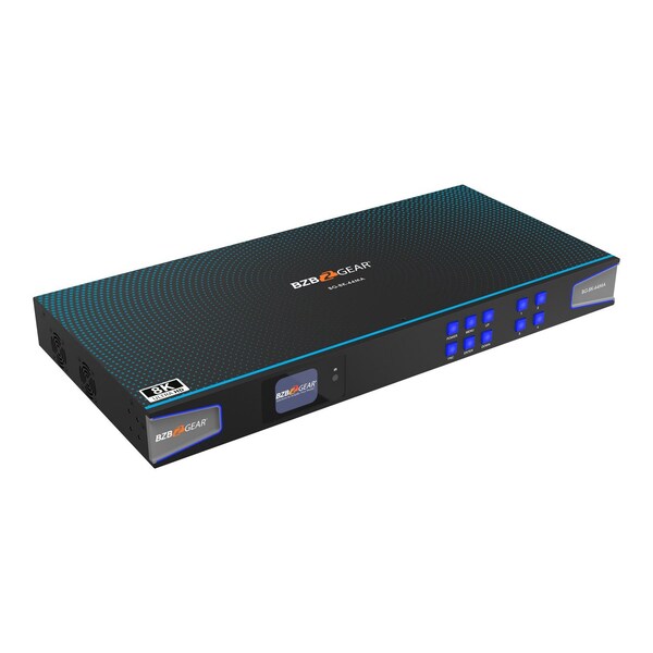 Bzbgear 4x4 Matrix 8K at 60Hz UHD HDMI21 48Gbps with Scaler, Audio Deembedder 4K at 120Hz 444 10bit - BG-8K-44MA