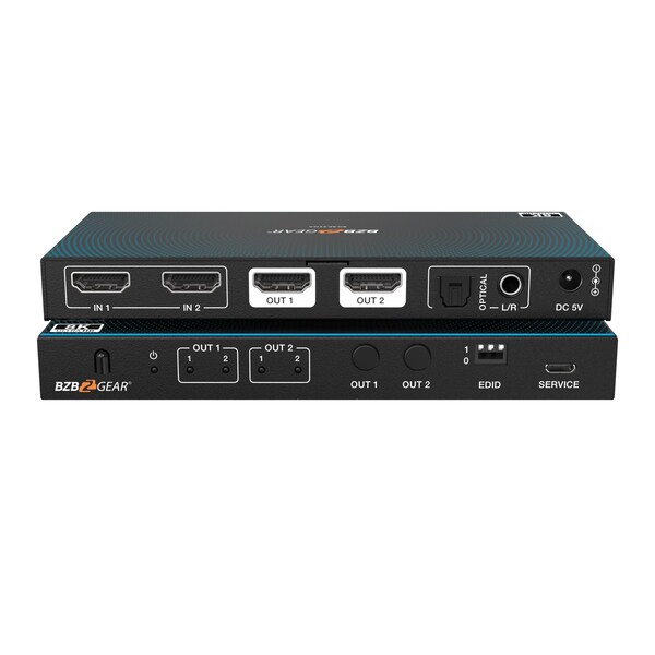 Bzbgear 2x2 Matrix 8K at 60Hz UHD HDMI21 with Audio Deembedder - BG-8K-22MA