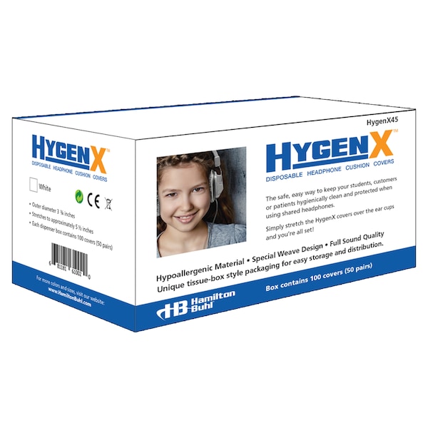 Hamiltonbuhl HygenX Sanitary Ear Cushion Covers for Over-Ear Headphones, PK50 - HYGENX45