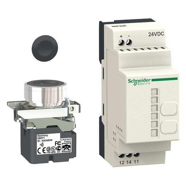 Kit de transmisor y receptor de botón pulsador Schneider Electric, 22 mm, Negro - XB4RFB01