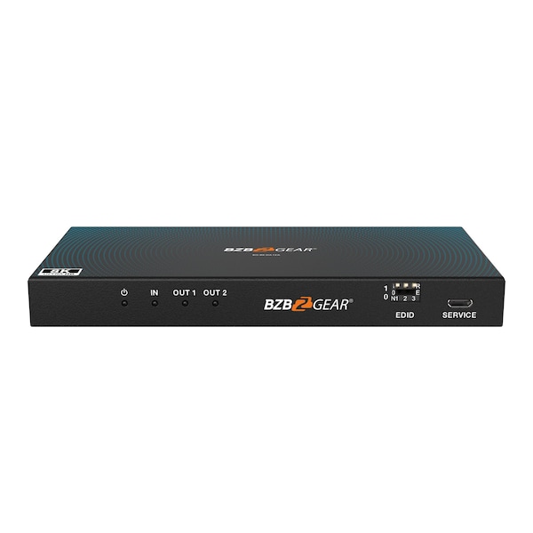 Bzbgear 1x2 8K UHD HDMI 2.1 Splitter with Audio De-embedder 8K60 4K120 4:4:4 10bit VRR, FVA, ALLM support - BG-8K-DA12A