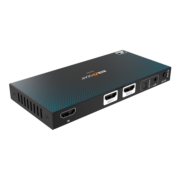 Bzbgear 1x2 8K UHD HDMI 2.1 Splitter with Audio De-embedder 8K60 4K120 4:4:4 10bit VRR, FVA, ALLM support - BG-8K-DA12A