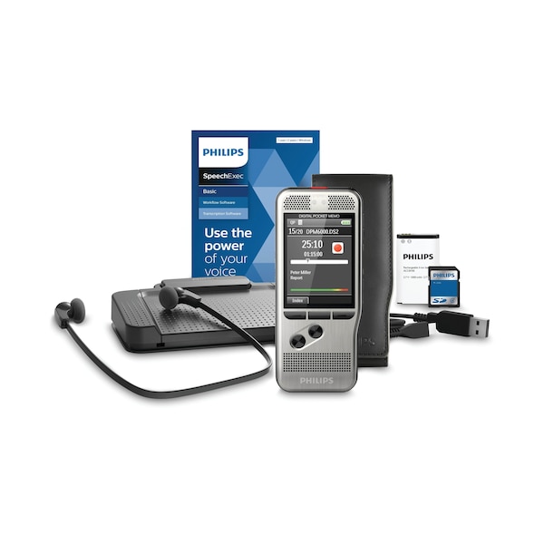 Philips Philips Pocket Memo Dictation and Transcription Set - SDHC SupportedLCD - Headphone - Portable - DPM6700/03