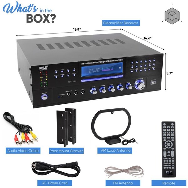 Pyle Bt Audio/Video Rec.Cd/Dvd Am/Fm MP3/Usb, PD1000BA - PD1000BA