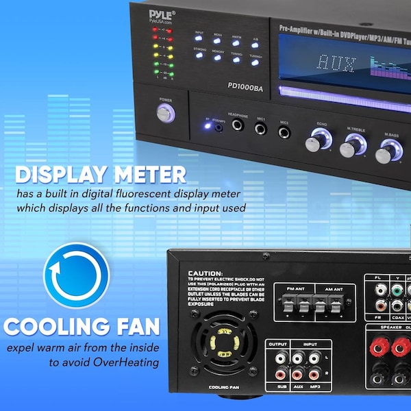 Pyle Bt Audio/Video Rec.Cd/Dvd Am/Fm MP3/Usb, PD1000BA - PD1000BA