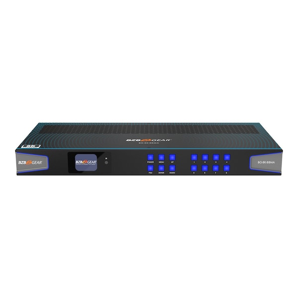Bzbgear 8x8 Matrix 8K at 60Hz UHD HDMI21 48Gbps with Scaler, Audio Deembedder 4K at 120Hz 444 10bit - BG-8K-88MA