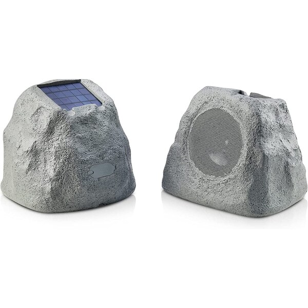 Ihome Solar Powered Wireless Weatherproof 5Outdoor Rock Speaker W TWS Linking - IHRK-500S-PR