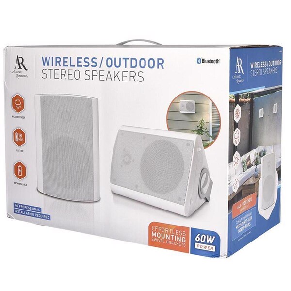 Accoustic Research Acoustic Research  Wireless Bluetooth Weather Resistant Portable Speaker, White - 3009518