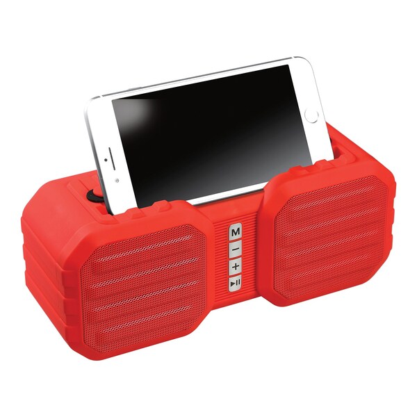 Dolphin Audio SPB-8X Splashproof Portable Bluetooth Speaker with Built-in Phone Holder and Speakerphone Red - SPB-8X RED