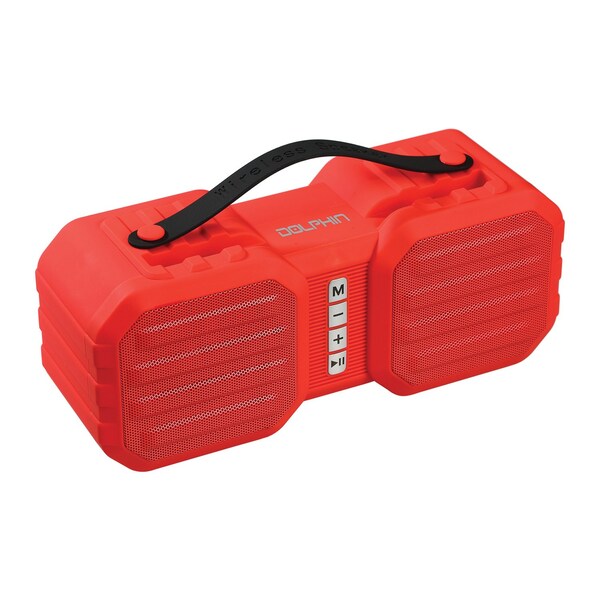 Dolphin Audio SPB-8X Splashproof Portable Bluetooth Speaker with Built-in Phone Holder and Speakerphone Red - SPB-8X RED