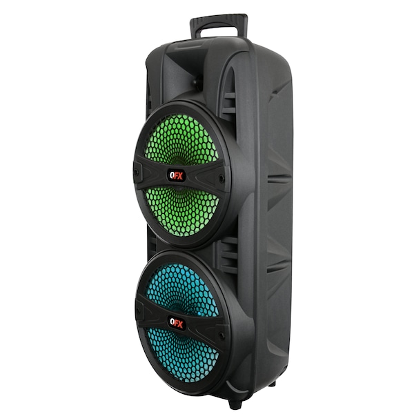 Qfx 2 x 8" Bluetooth Rechargeable Party Speaker LED RGB Party Lights - PBX-8181
