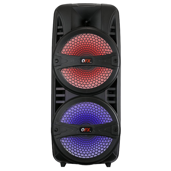 Qfx 2 x 8" Bluetooth Rechargeable Party Speaker LED RGB Party Lights - PBX-8181