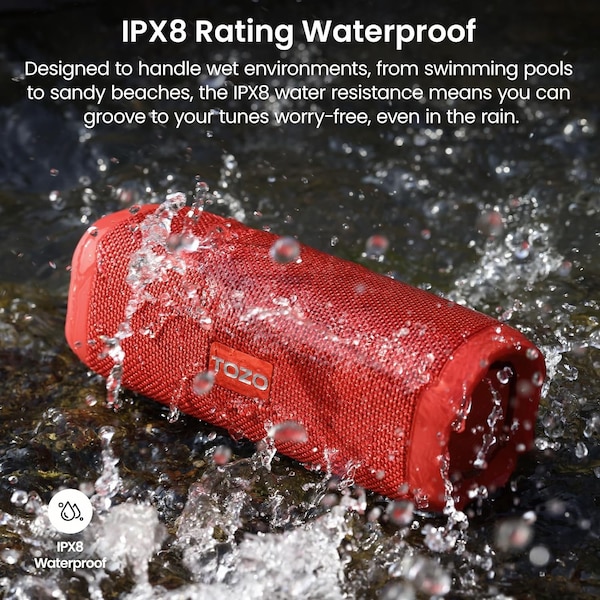 Tozo PA2 Bluetooth Speaker with Three EQ Modes Red - TOZOPA2RED