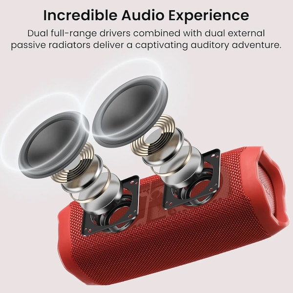 Tozo PA2 Bluetooth Speaker with Three EQ Modes Red - TOZOPA2RED