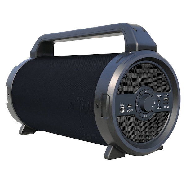Ampd Bazooka Barrel Fabric Bluetooth Speaker with Microphone Black - AA-JAMSPEAK-BARREL-FABRIC