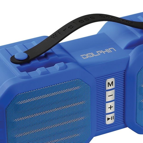 Dolphin Audio SPB-8X Splashproof Portable Bluetooth Speaker with Built-in Phone Holder and Speakerphone Blue - SPB-8X BLU