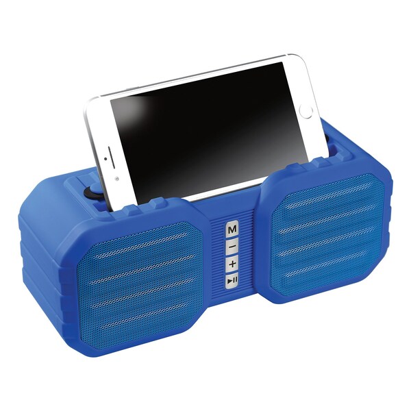 Dolphin Audio SPB-8X Splashproof Portable Bluetooth Speaker with Built-in Phone Holder and Speakerphone Blue - SPB-8X BLU
