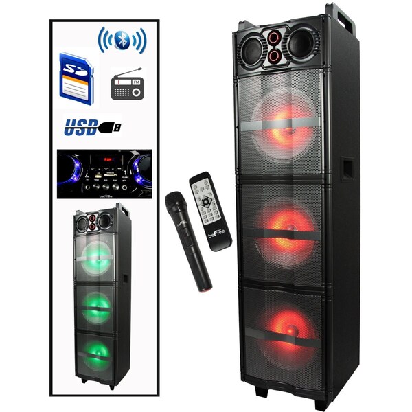 Befree Sound 10 In. Party Lights Triple Subwoofers Bluetooth Portable Speaker - BFS-6700