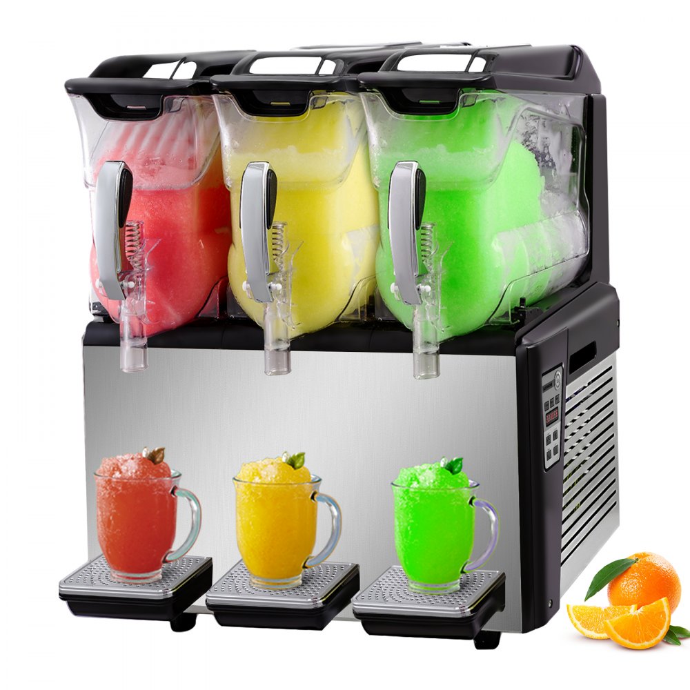 VEVOR 110V Slushy Machine 30L Triple Bowl Margarita Frozen Drink Maker 800W Automatic Clean Day and Night Modes for Supermarkets Cafes Restaurants Snack Bars Commercial Use - XRJ3GXRJ10LX30001V1