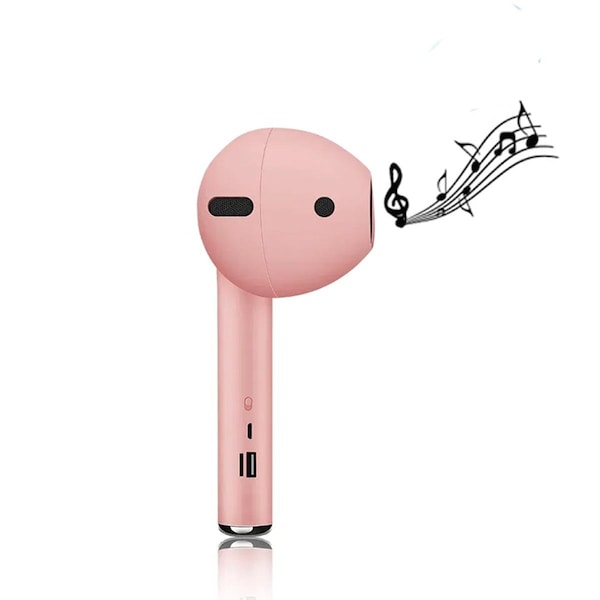 Currentactual Giant Wireless Bluetooth Air Pod Shaped Speaker FM Radio AUX Microphone Pink - CU3300233