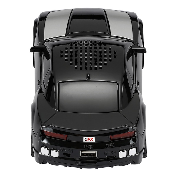 Qfx Retro Car Portable Bluetooth Speaker W/ Speakerphone, True Wireless, FM Radio & LED Lights, Blk - BT-2010-BLK