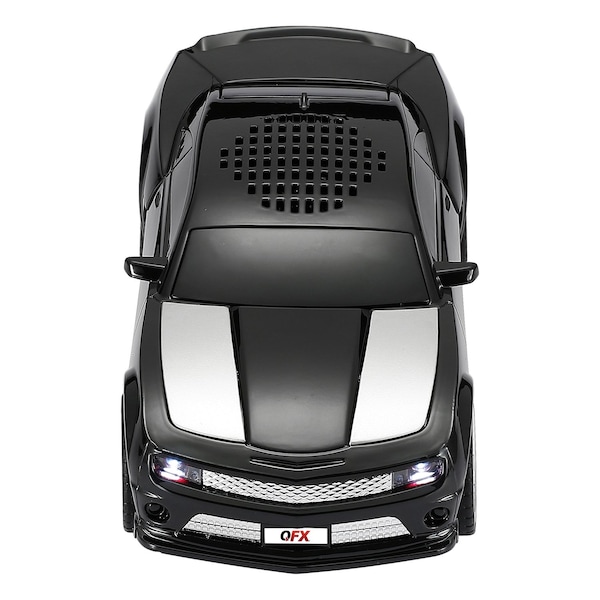 Qfx Retro Car Portable Bluetooth Speaker W/ Speakerphone, True Wireless, FM Radio & LED Lights, Blk - BT-2010-BLK