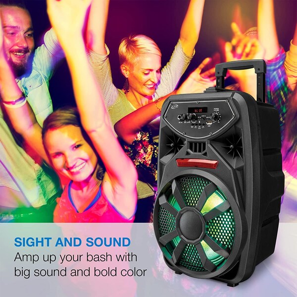 Amped iLive Wireless Tailgate Party Speaker, LED Light Effects, Built-in Rechargeable Battery, Black (ISB3 - ISB380B