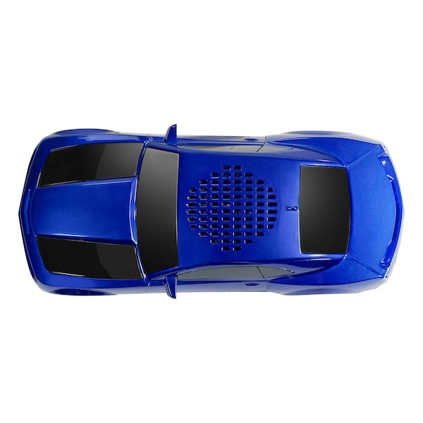 Qfx Retro Car Portable Bluetooth Speaker W/ Speakerphone, True Wireless, FM Radio & LED Lights, Blue - BT-2010-BLU