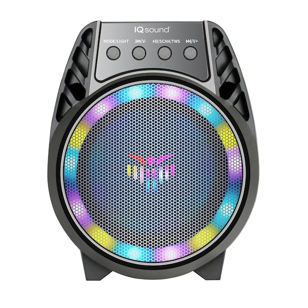 Super Sonic Supersonic  4' Bluetooth TWS Party Speaker with Colorful LED Light Show  Black - IQ-1804BT