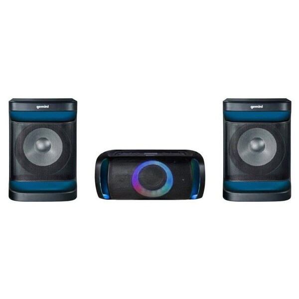 Gemini Bluetooth part Speaker w/Dual 12-in Woofers, Mid and High Speakers and Multi-Color LED Party Lighti - GSYS-4800