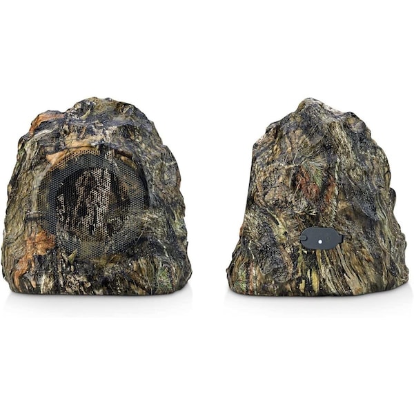 Virtual Rechargeable Bluetooth Outdoor Mossy Country Camo Rock Speakers Set of 2 - VI2839173