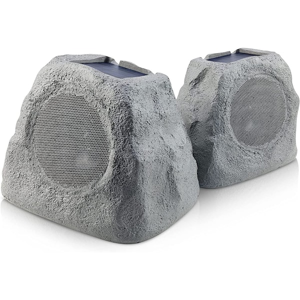 Ihome Rechargeable Bluetooth Outdoor Solar Rock LED Speaker Set with Multilink - IHRK-500LTMS-PR