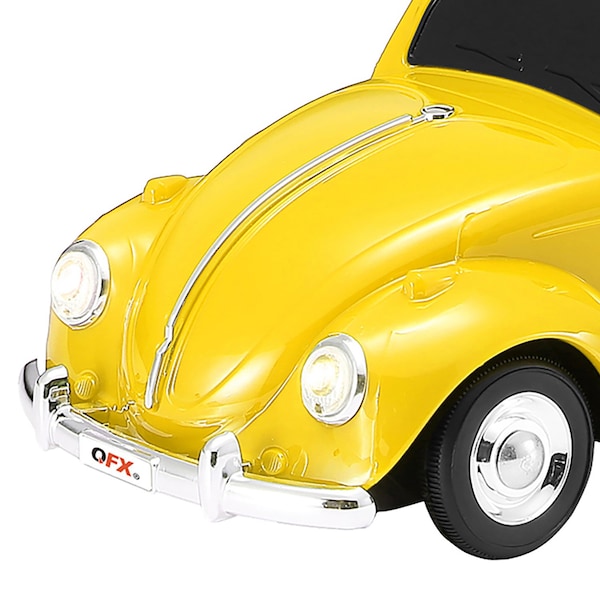 Qfx Retro Car Portable Bluetooth Speaker W/ Speakerphone, True Wireless, FM Radio & LED Lights, Yellow - BT-1960-YEL