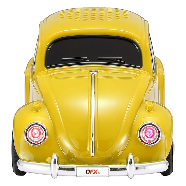 Qfx Retro Car Portable Bluetooth Speaker W/ Speakerphone, True Wireless, FM Radio & LED Lights, Yellow - BT-1960-YEL