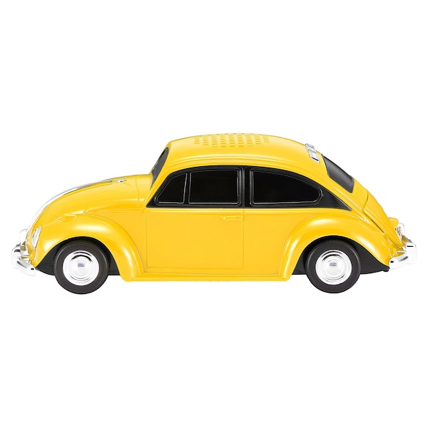 Qfx Retro Car Portable Bluetooth Speaker W/ Speakerphone, True Wireless, FM Radio & LED Lights, Yellow - BT-1960-YEL