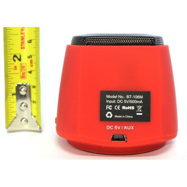 Nutek Bluetooth Wireless Portable Speaker for Tablet or Phone w/Bluetooth COLOR: RED - BT106M3