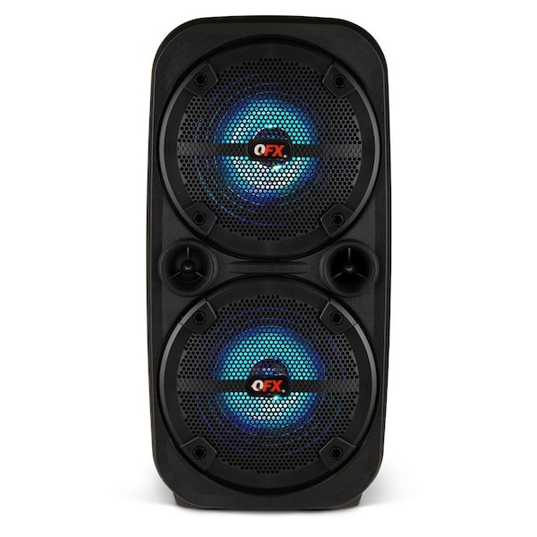 Fasttrack 2 x 8 in. Bluetooth Rechargeable Speaker with LED Party Lights, Black - FA2641609