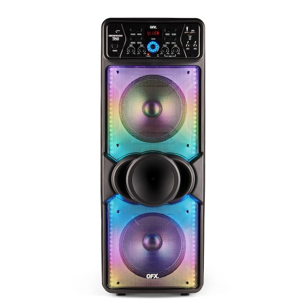 Qfx 10 in. Dual Bluetooth Rechargeable Speaker & Liquid Motion Lights Black - LMS-210
