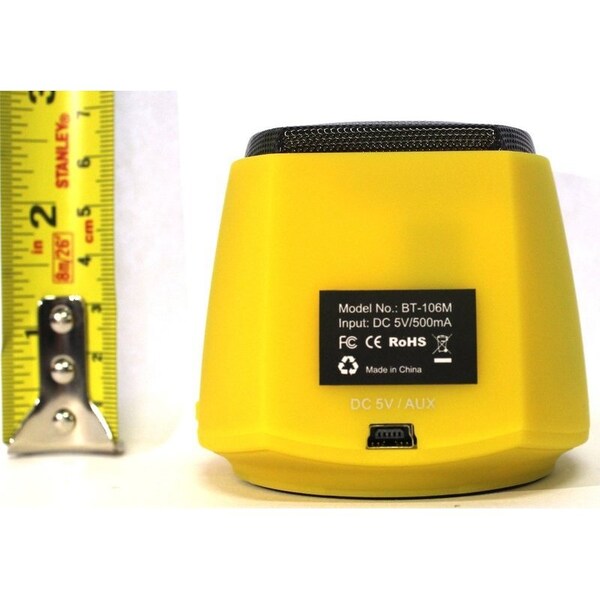 Nutek Bluetooth Wireless Portable Speaker for Tablet or Phone w/Bluetooth COLOR: YELLOW - BT106M5