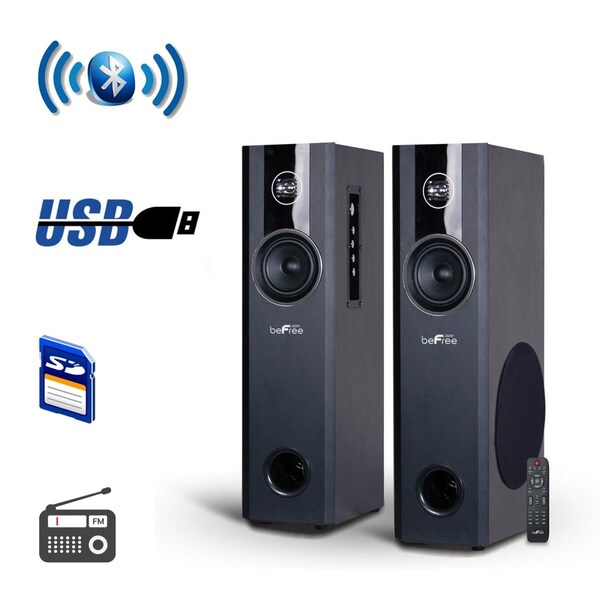 Befree Sound 2.1 Channel BluetoothPowered Tower Speakers with Optical Input, Black - BFS-T120-BNDL